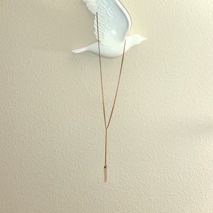 Y Necklace with Dangling Crystal